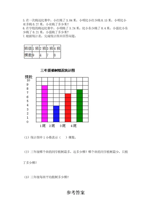 小学数学四年级下册期末测试卷及参考答案a卷