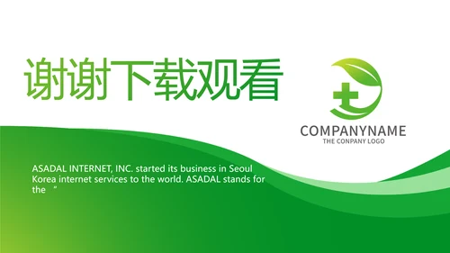 绿色简约医疗医药公司简介总结PPT