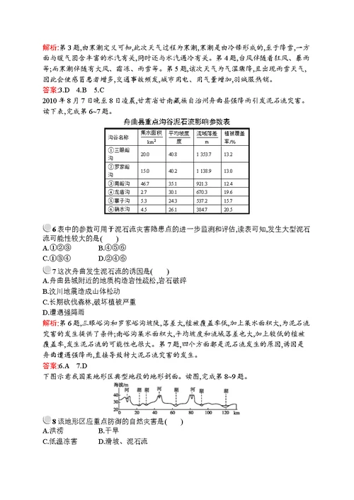 2015-2016学年高二地理人教选修5（陕西专用）课后作业：1.2主要自然灾害的形成与分布含解析