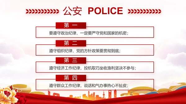 红色大气公安民警年终述职报告新年计划PPT