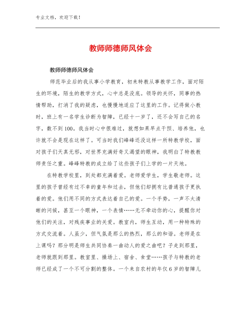 2024年教师师德师风体会范文13篇文档汇编.docx