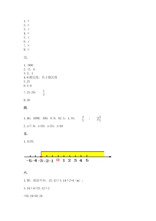 人教版数学小升初模拟试卷含答案（满分必刷）.docx