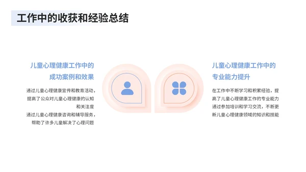 蓝色插画风儿童心理健康专员年度总结PPT模板