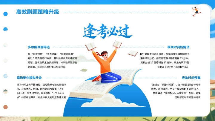 蓝色卡通风格国考冲刺PPT模板