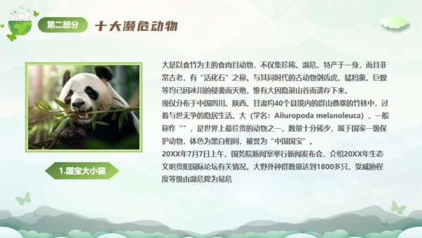 保护濒危动物，拯救美好生命通用PPT模板