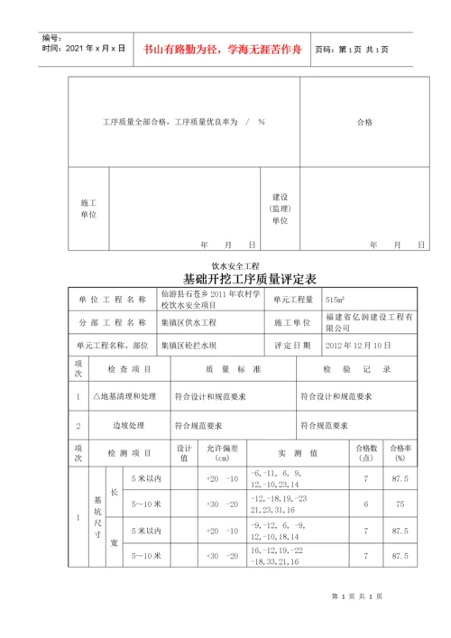 饮水安全工程施工质量评定表(集镇区评定).docx