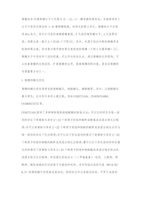 关于菊糖改性的专利技术综述.docx