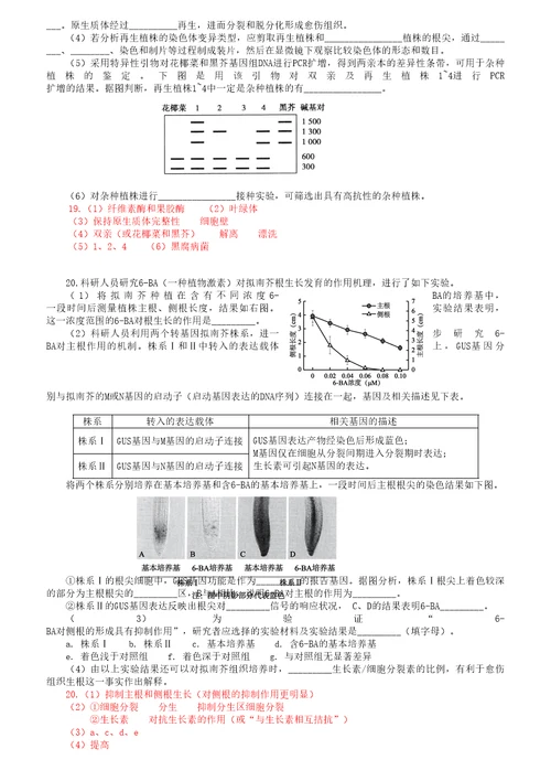 2018年5月海淀区高三生物查漏补缺题及参考答案官方版