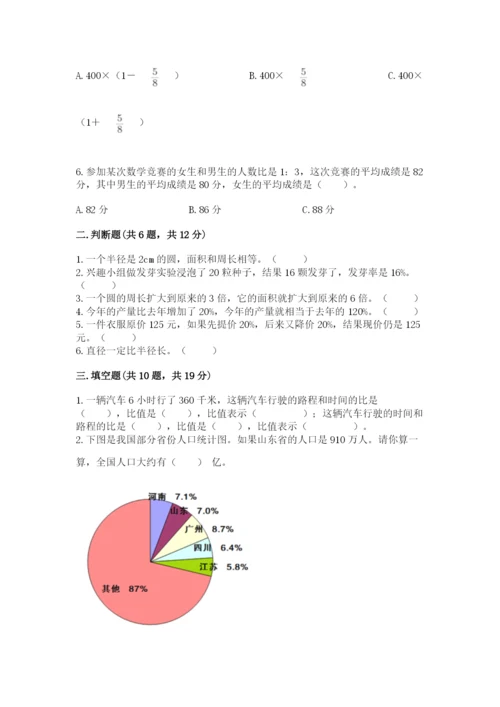 2022人教版六年级上册数学期末测试卷附参考答案（突破训练）.docx