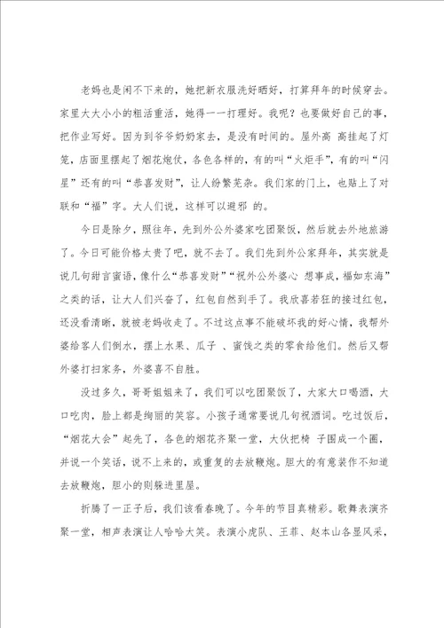 快乐节日春节作文