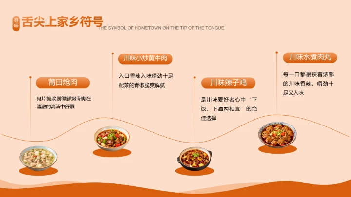 橙色传统美食文化介绍PPT模板