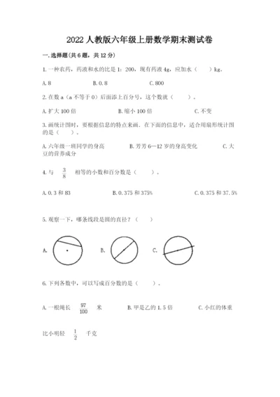 2022人教版六年级上册数学期末测试卷【典优】.docx