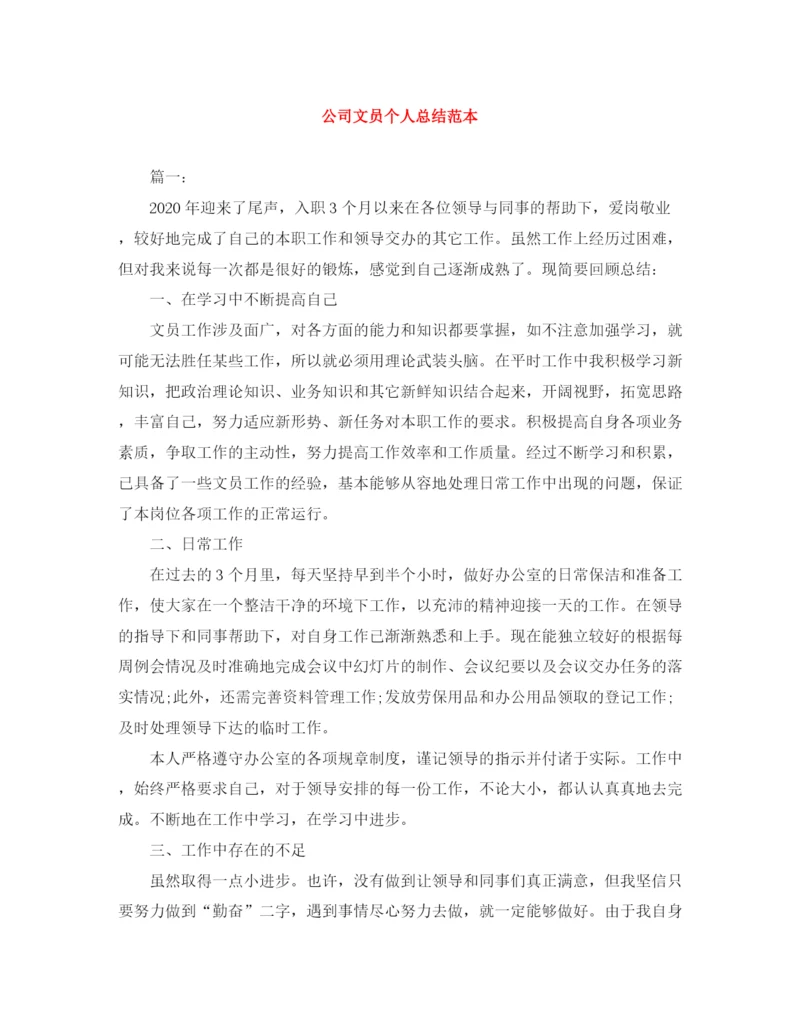 精编之公司文员个人总结范本.docx