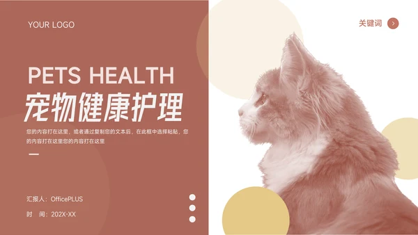 红色前沿图文宠物健康护理PPT模板