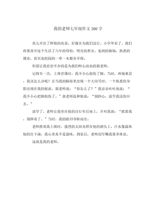 我的老师七年级作文300字