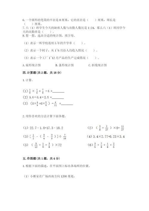 小学数学六年级上册期末测试卷含答案【考试直接用】.docx