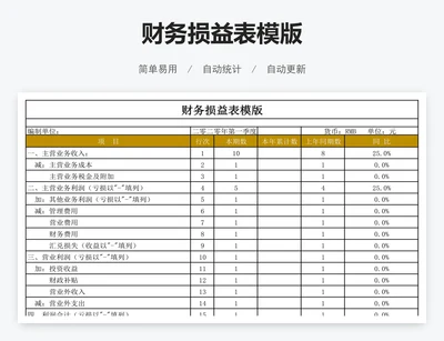 财务损益表模版