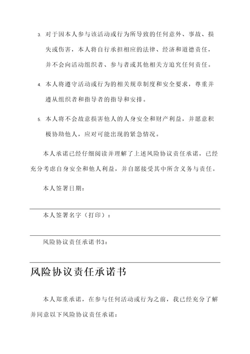 风险协议责任承诺书