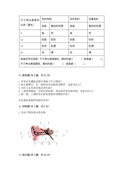 教科版科学四年级上册第一单元声音测试卷【精华版】.docx