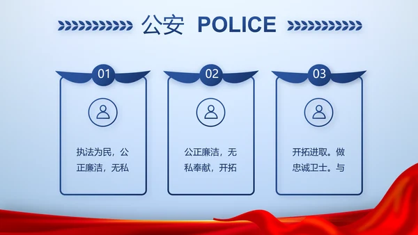 蓝色大气人民警察风采动态PPT模板