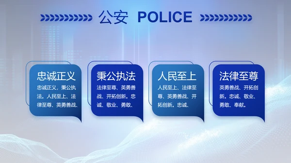 蓝色公安警察年终工作总结汇报PPT