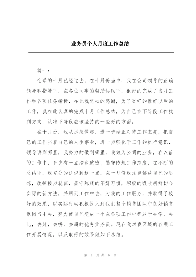 业务员个人月度工作总结.docx