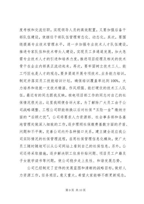 人力资源业务工作会议上的致辞.docx