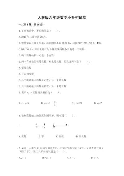 人教版六年级数学小升初试卷及参考答案【能力提升】.docx