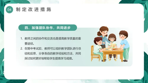 绿色小清新卡通风期中质量分析PPT模板