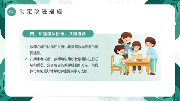 绿色小清新卡通风期中质量分析PPT模板