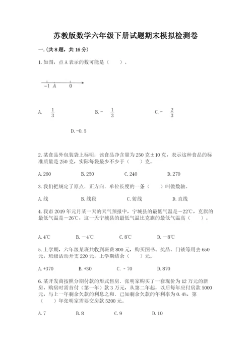 苏教版数学六年级下册试题期末模拟检测卷附答案【考试直接用】.docx