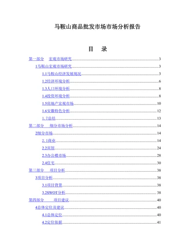马鞍山商品批发市场市场分析报告范本