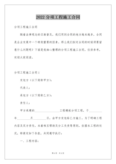 2022分项工程施工合同.docx