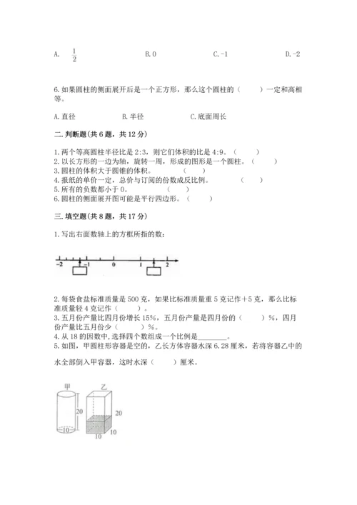人教版六年级下册数学期末测试卷精品（突破训练）.docx