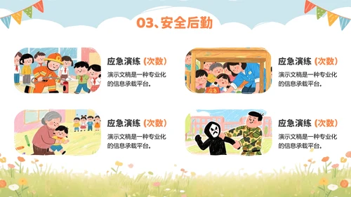 彩色可爱卡通幼儿园工作汇报PPT模板