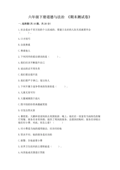 六年级下册道德与法治 《期末测试卷》及答案【典优】.docx