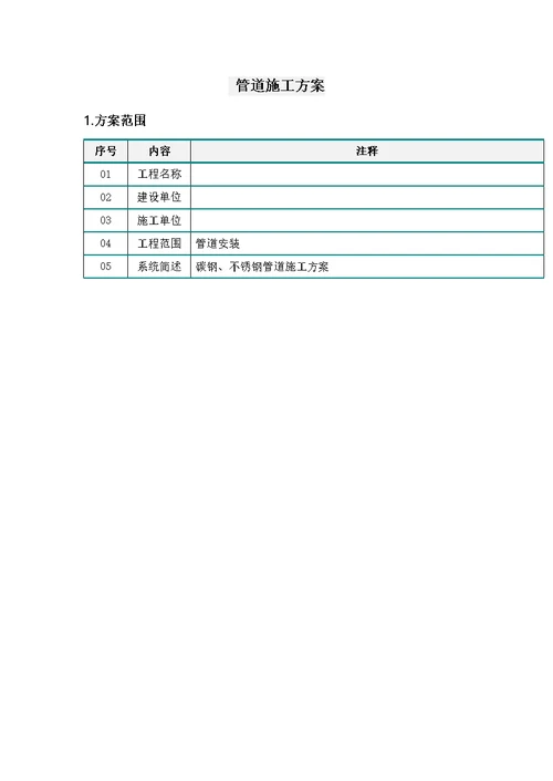 不锈钢管道施工方案