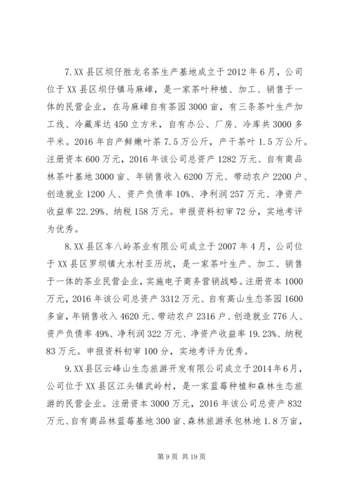 关于XX年XX省林业龙头企业.docx