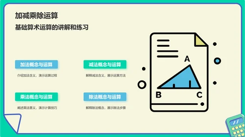 蓝色卡通风小学数学教学课件PPT模板