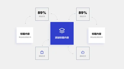 关系页-蓝色商务风6项矩阵分布图示