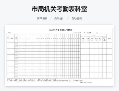 市局机关考勤表科室