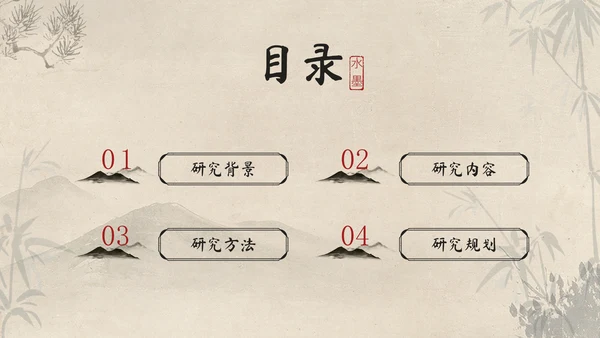 传统中国风开题报告毕业答辩通用PPT