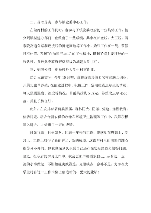 2022村级副书记述职报告范文