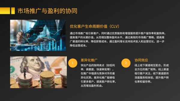 黑色商务风消费金融产品的市场推广与盈利规划PPT