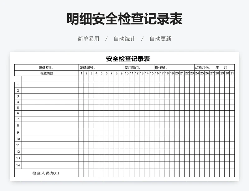 明细安全检查记录表