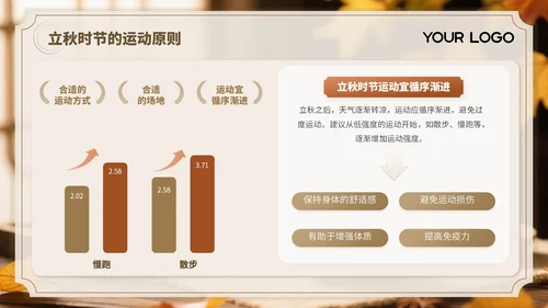 褐色中国风立秋养生PPT模板