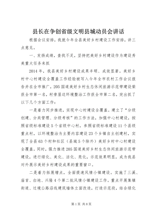 县长在争创省级文明县城动员会讲话.docx