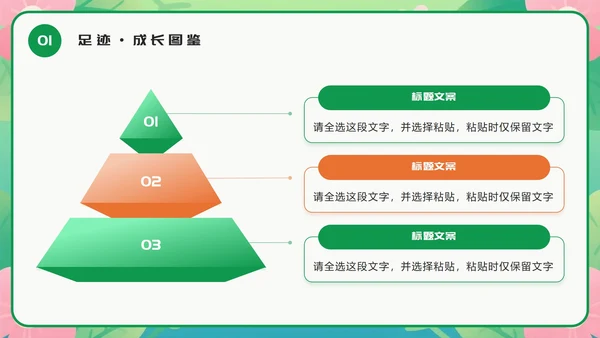 橙绿色卡通小清新花团锦簇期末班会PPT模板