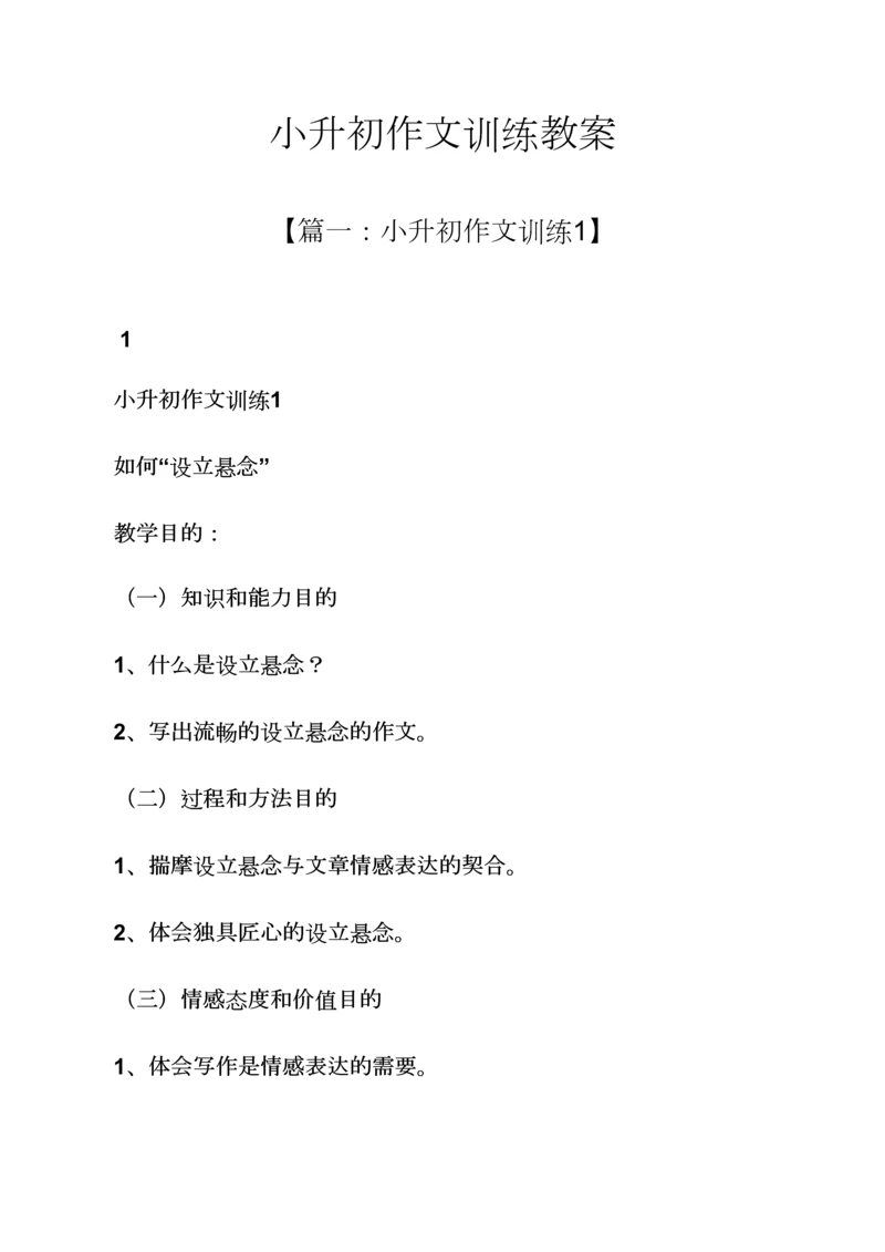 2023年小升初作文训练教案.docx
