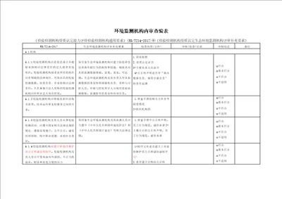 环境监测机构内审查验表